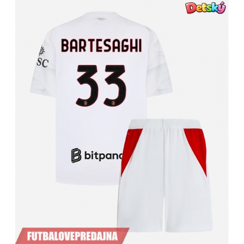 Lacne Dětský Futbalové dres AC Milan Davide Bartesaghi #33 2026-27 Krátky Rukáv - Preč (+ trenírky)